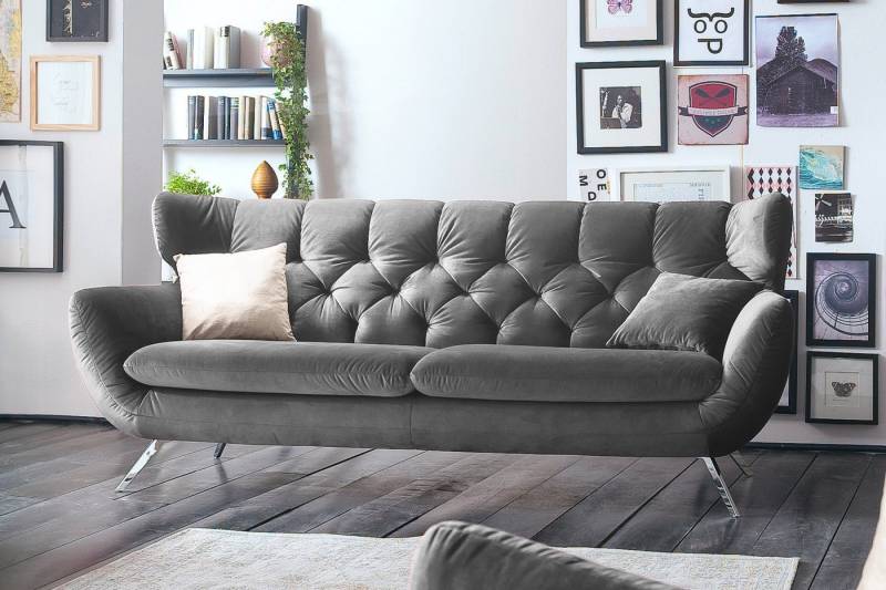 KAWOLA 3-Sitzer CHARME, Sofa Couch Velvet oder Cord verschiedene Farben 225x95 cm von KAWOLA