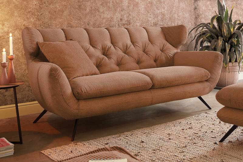 KAWOLA 3-Sitzer CHARME, Sofa Couch Velvet oder Cord verschiedene Farben 225x95 cm von KAWOLA