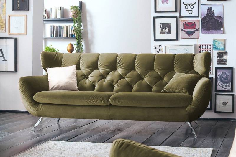 KAWOLA 3-Sitzer CHARME, Sofa Couch Velvet oder Cord verschiedene Farben 225x95 cm von KAWOLA