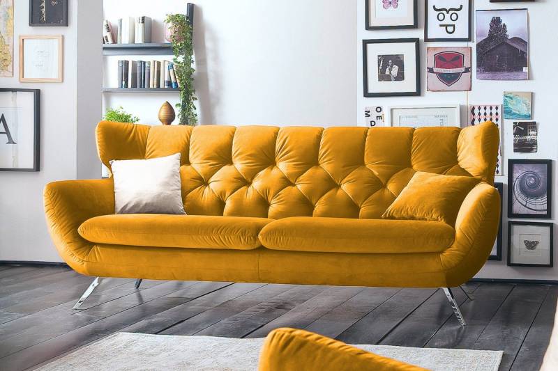 KAWOLA 3-Sitzer CHARME, Sofa Couch Velvet oder Cord verschiedene Farben 225x95 cm von KAWOLA