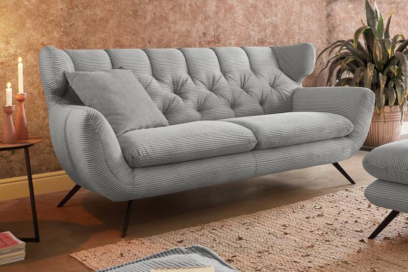 KAWOLA 3-Sitzer CHARME, Sofa Couch Velvet oder Cord verschiedene Farben 225x95 cm von KAWOLA