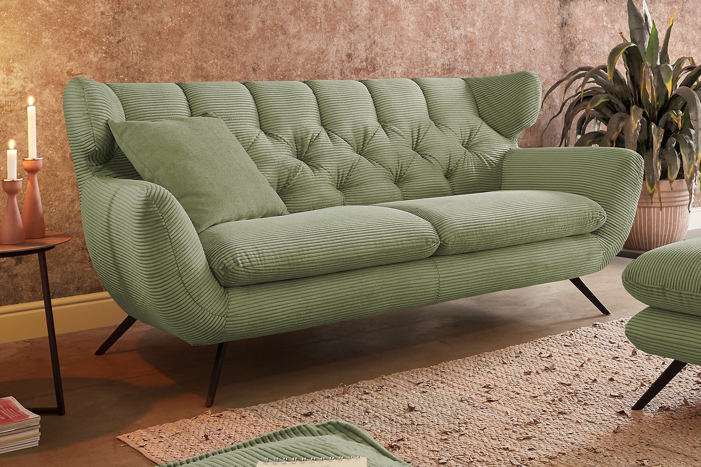 KAWOLA 3-Sitzer CHARME, Sofa Velvet od. Cord versch. Farben von KAWOLA