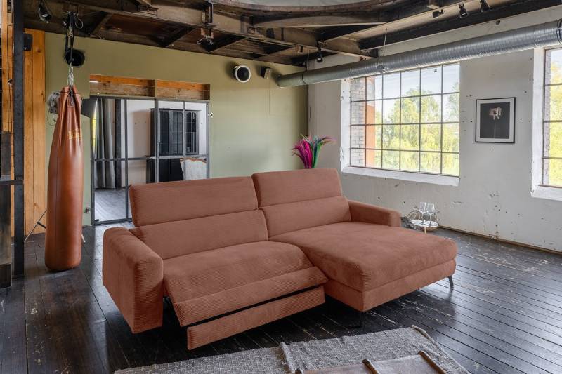 KAWOLA Ecksofa LAISKA, Couch Cord Relaxfunktion verschiedene Farben 282x177 cm von KAWOLA