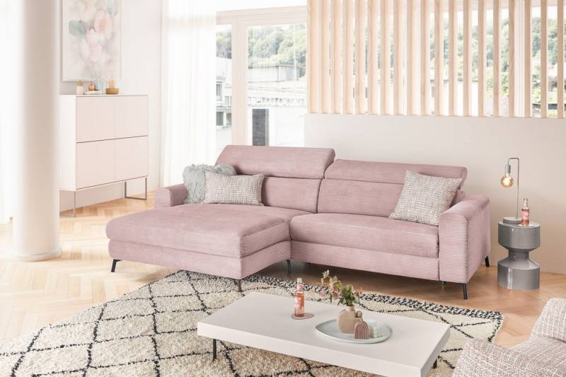 KAWOLA Ecksofa LAISKA, Couch Cord Relaxfunktion verschiedene Farben 282x177 cm von KAWOLA