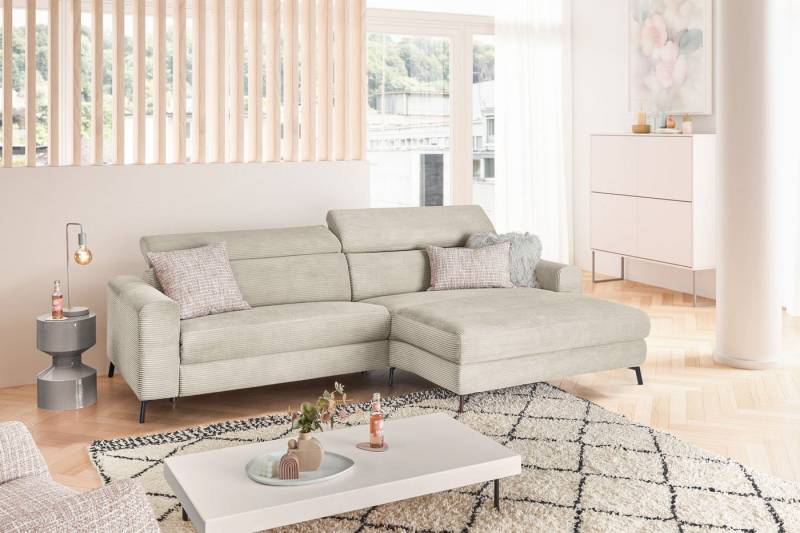 KAWOLA Ecksofa LAISKA, Couch Cord Relaxfunktion verschiedene Farben 282x177 cm von KAWOLA