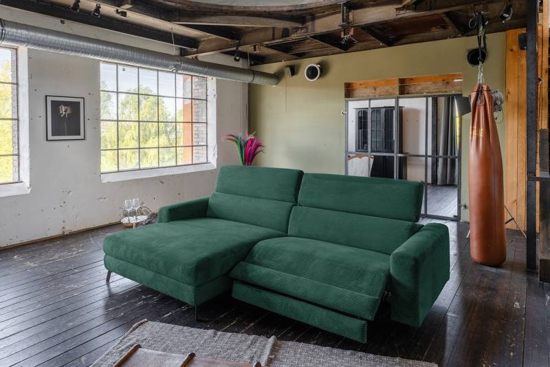 KAWOLA Ecksofa LAISKA, Couch Cord Relaxfunktion verschiedene Farben 282x177 cm von KAWOLA