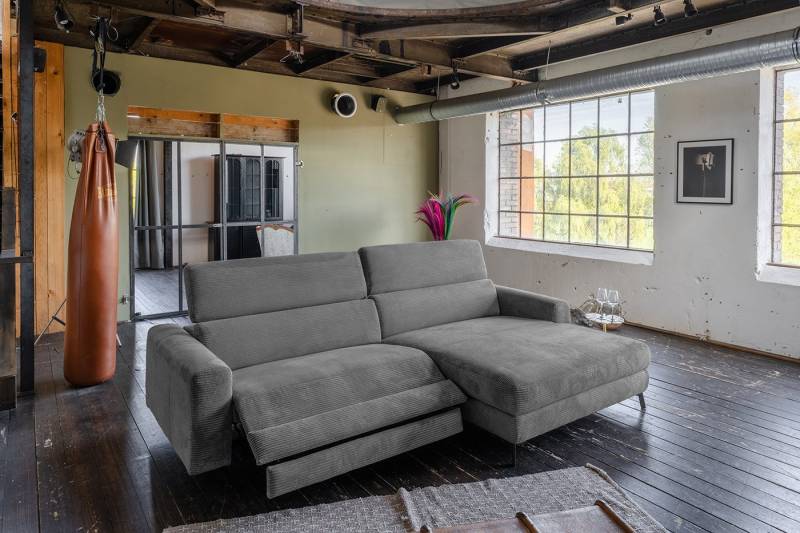 KAWOLA Ecksofa LAISKA, Couch Cord Relaxfunktion verschiedene Farben 282x177 cm von KAWOLA