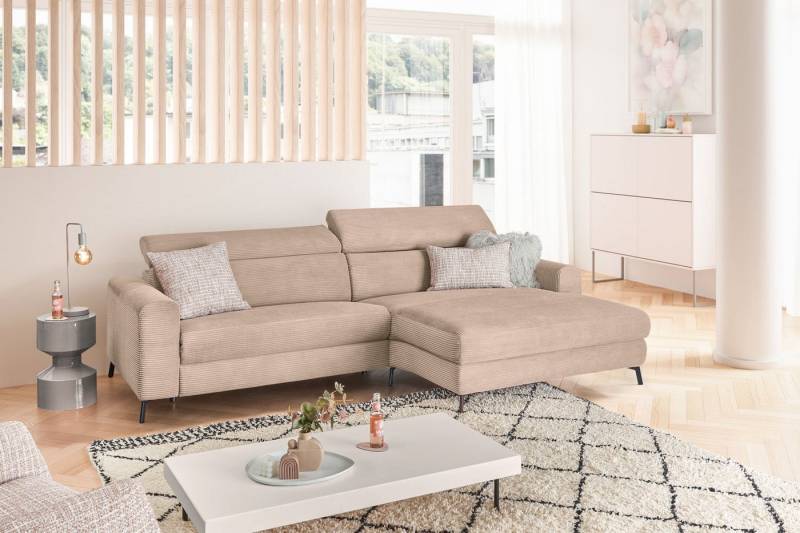 KAWOLA Ecksofa LAISKA, Couch Cord Relaxfunktion verschiedene Farben 282x177 cm von KAWOLA