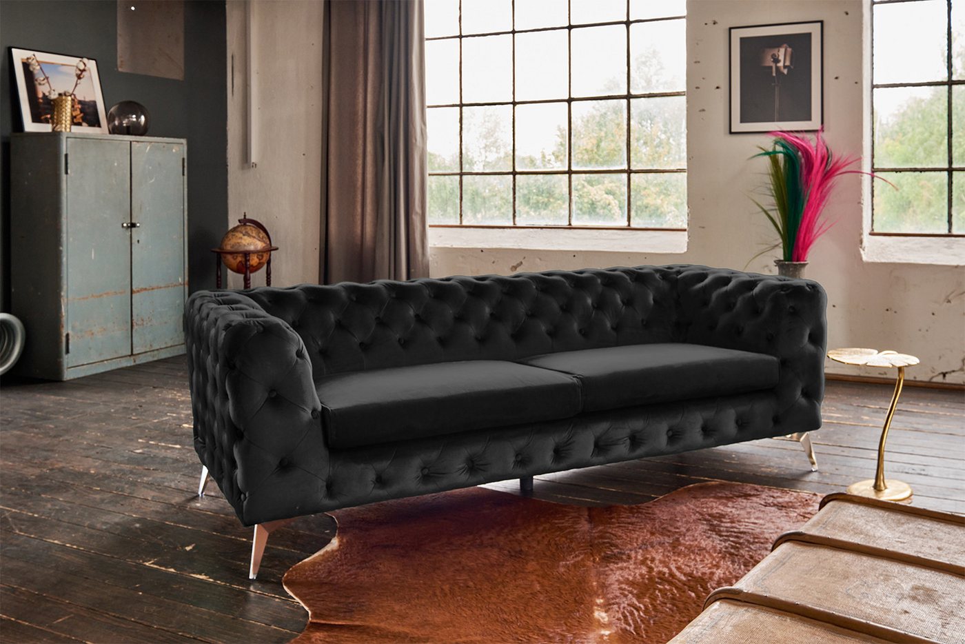 KAWOLA 3-Sitzer NARLA, Sofa Chesterfield Velvet versch. Farben von KAWOLA