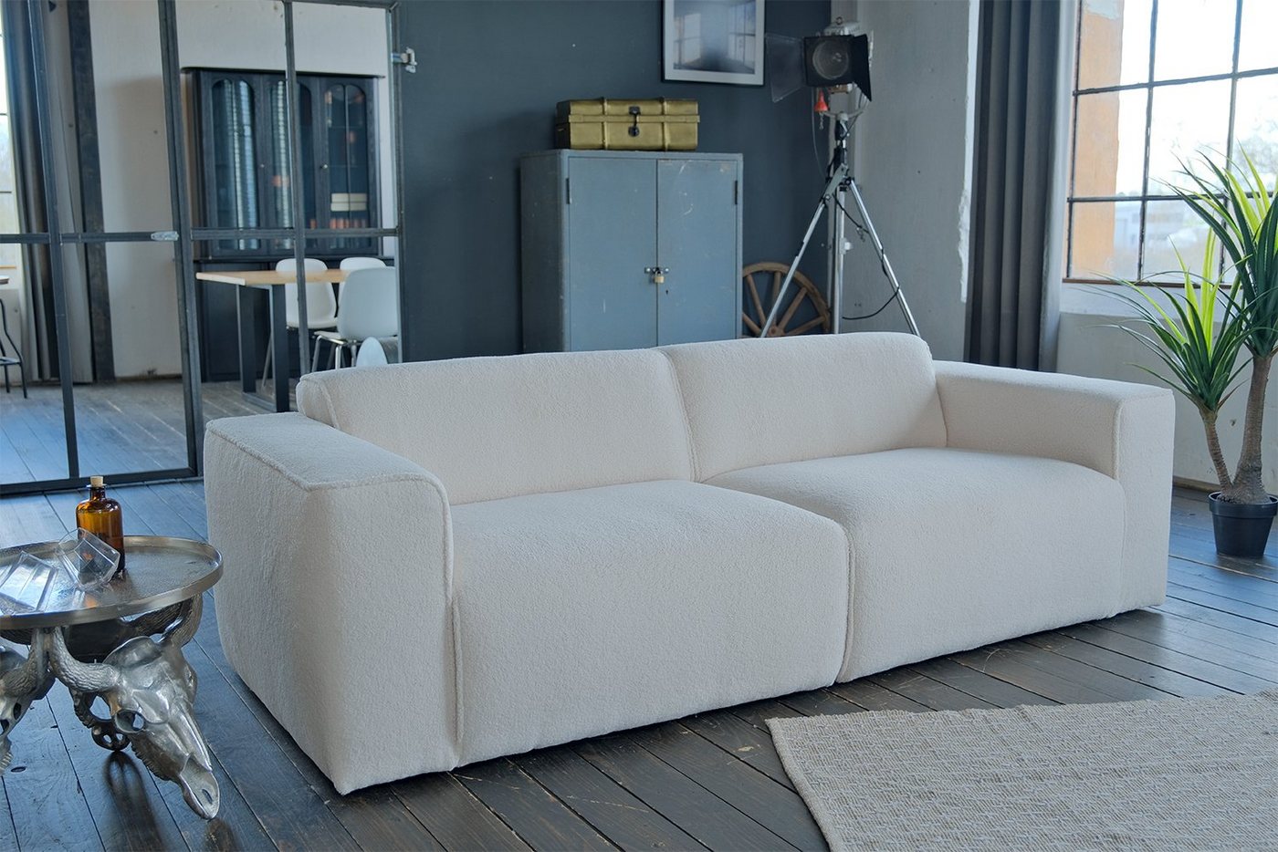 KAWOLA 3-Sitzer NELE, Sofa, Stoff od. Cord, mit od. ohne Hocker, versch. Farben von KAWOLA