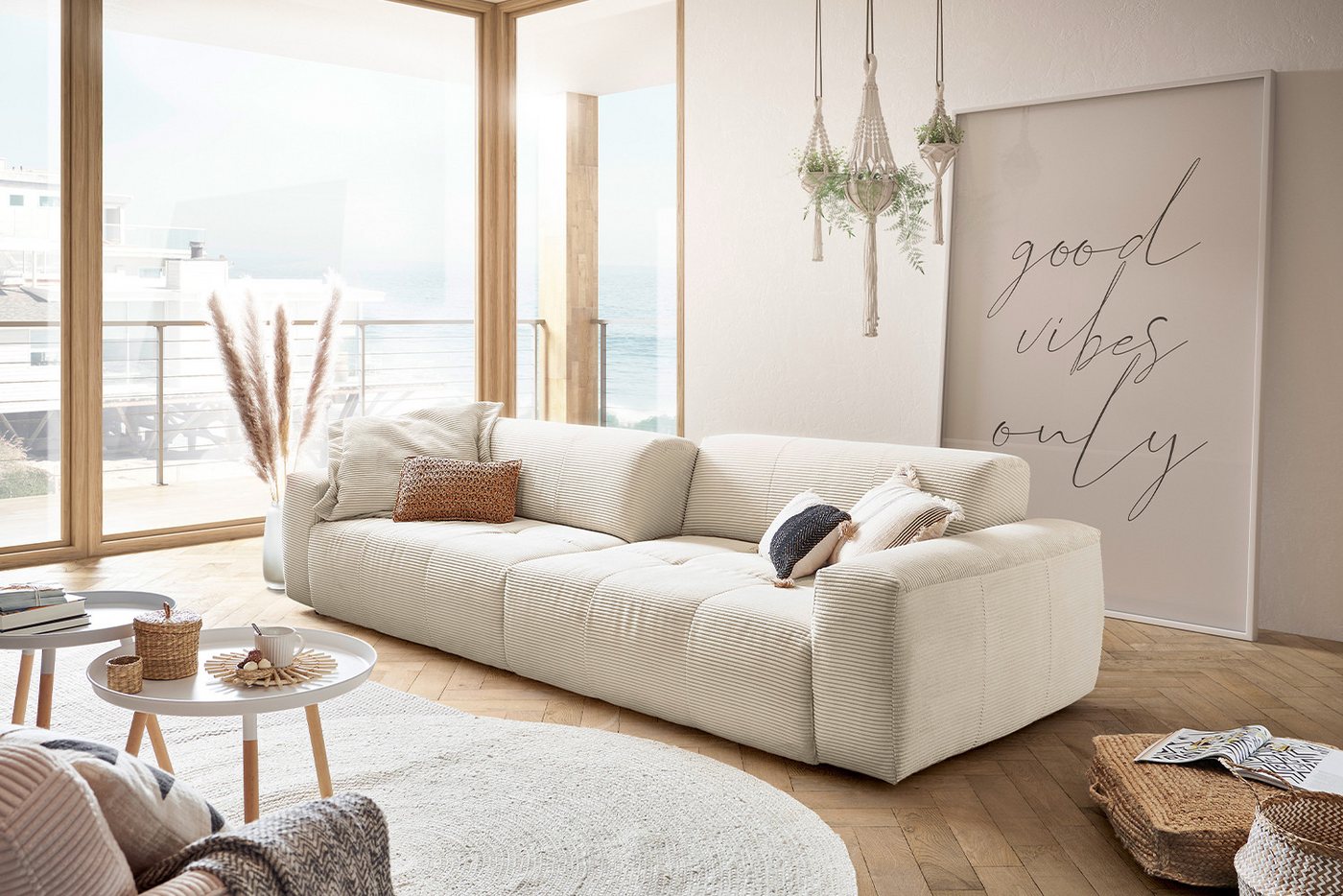 KAWOLA 3-Sitzer PALACE, Big Sofa Couch mit Sitztiefenverstellung Cord 298x120 cm von KAWOLA