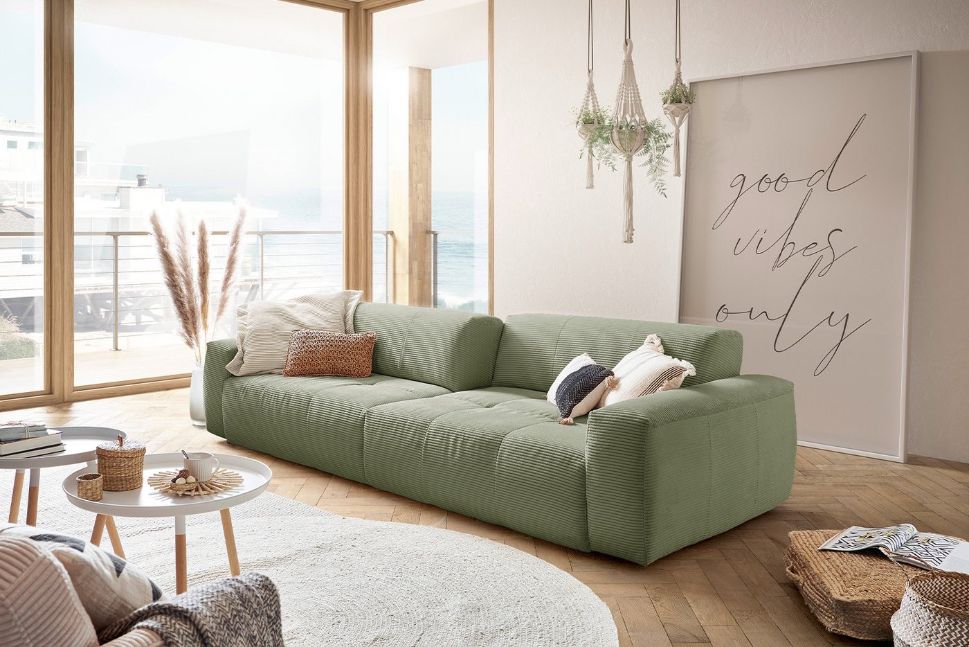 KAWOLA 3-Sitzer PALACE, Big Sofa Couch mit Sitztiefenverstellung Cord 298x120 cm von KAWOLA