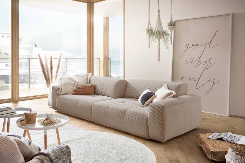 KAWOLA 3-Sitzer PALACE, Big Sofa Couch mit Sitztiefenverstellung Cord 298x120 cm von KAWOLA