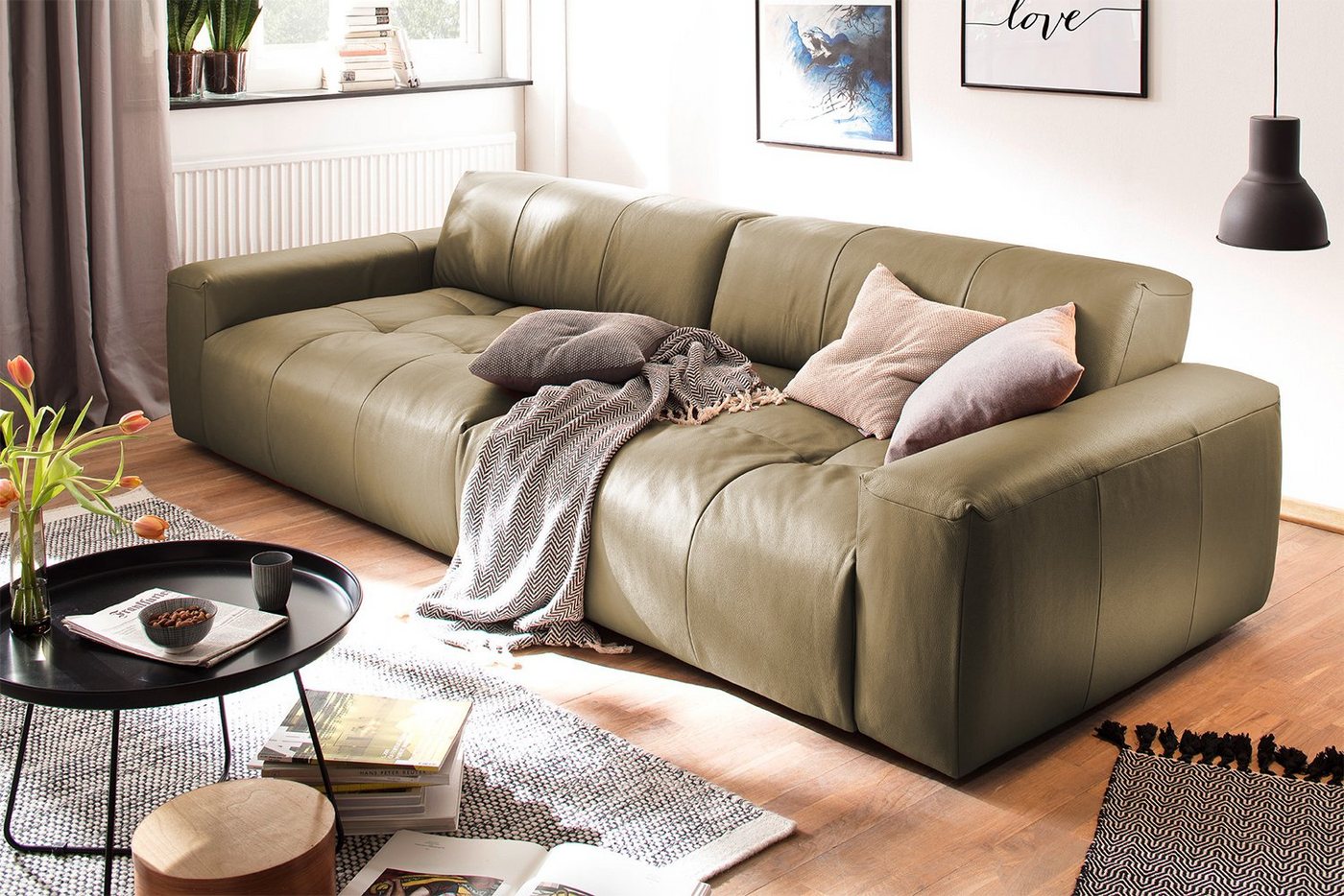 KAWOLA 3-Sitzer PALACE, Big Sofa mit Sitztiefenverstellung Leder versch. Farben von KAWOLA