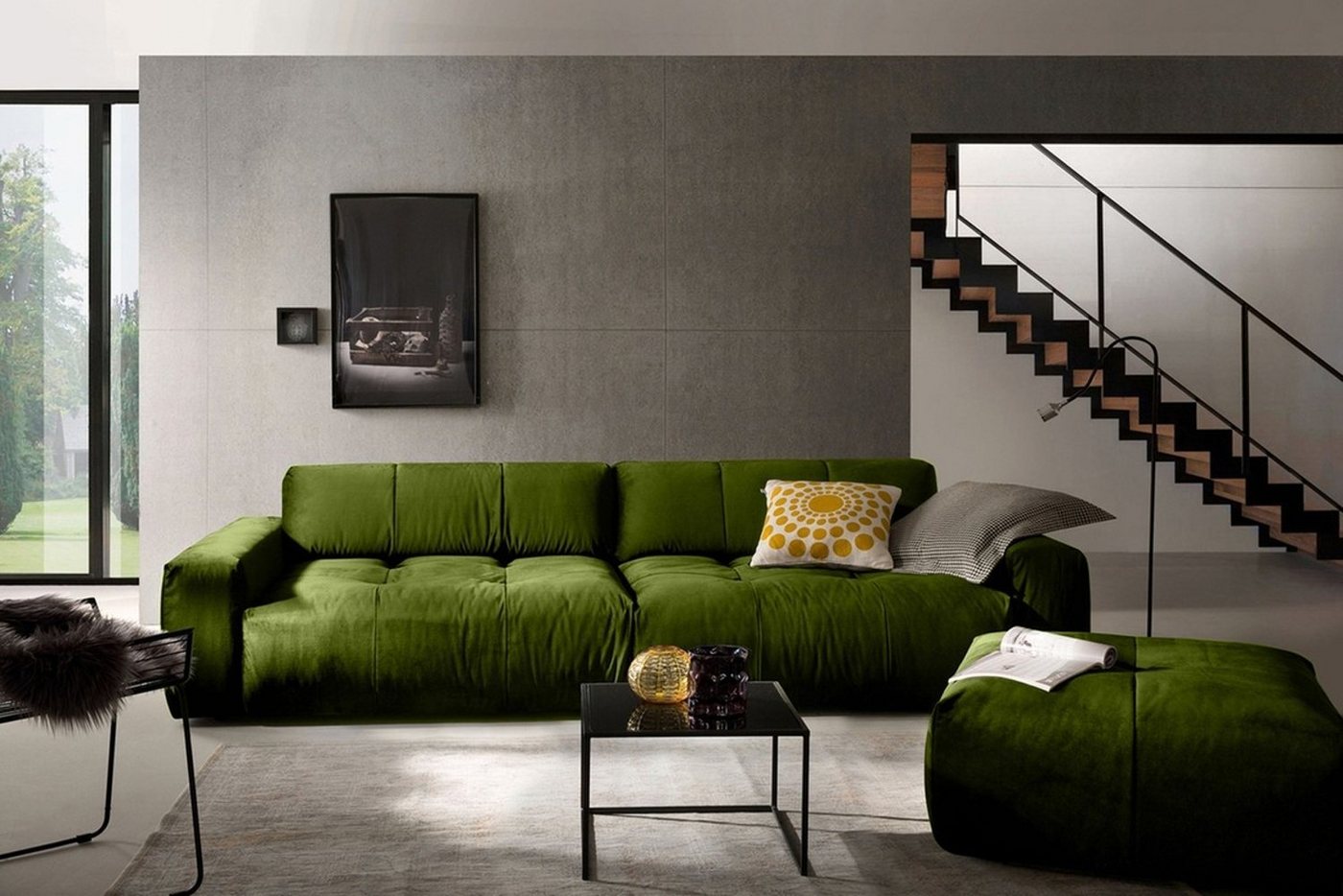 KAWOLA 3-Sitzer PALACE, Big Sofa mit Sitztiefenverstellung Velvet versch. Farben von KAWOLA
