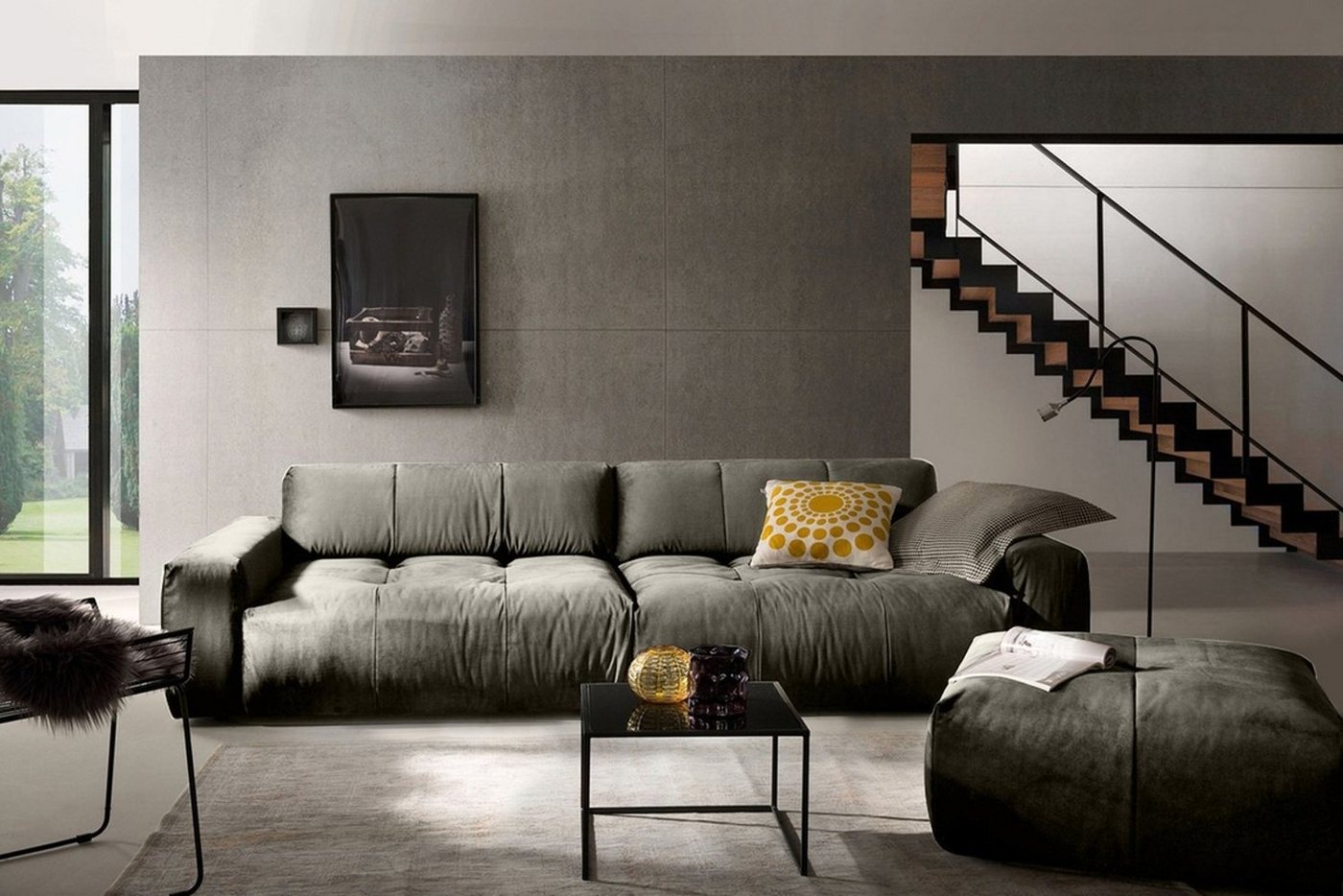 KAWOLA 3-Sitzer PALACE, Big Sofa mit Sitztiefenverstellung Velvet versch. Farben von KAWOLA
