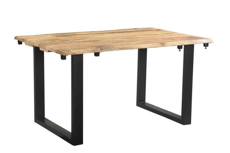 KAWOLA Baumkantentisch LORE, Mango massiv natürliche Baumkante mit 2 Ansteckplatten von KAWOLA