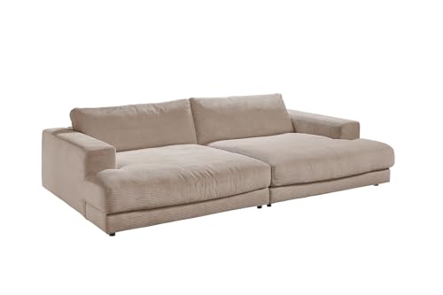 KAWOLA Big Sofa Cord Madeline | Zeitloses Design & Eleganz | Komfortables Megasofa | Ideal für Gaming & Entspannung, Taupe, Polyester von KAWOLA