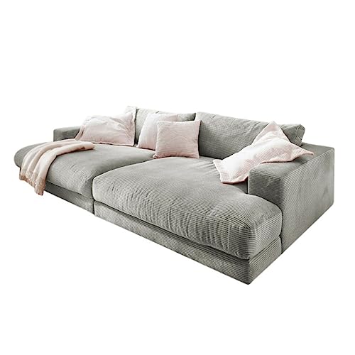 KAWOLA - Big Sofa Madeline - Zeitloses Designer Megasofa - XXL Couch in Hellgrau - Elegantes Polyester Material, Komfortables Wohnlandschaft, 290x86x170 cm von KAWOLA