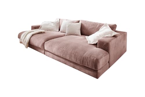KAWOLA - Big Sofa Madeline - Zeitloses Designer Cord XXL Couch - Komfortabel & Eleganz - 290x86x170cm, Rosa, Polyester von KAWOLA