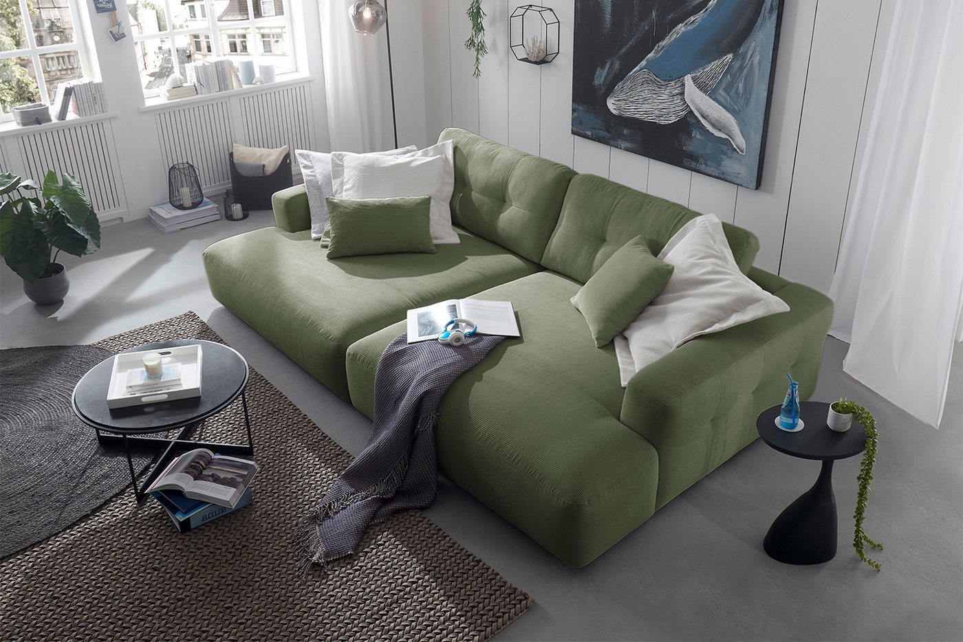 KAWOLA Big-Sofa MIKA, Couch Feincord verschiedene Farben 300x167 cm von KAWOLA