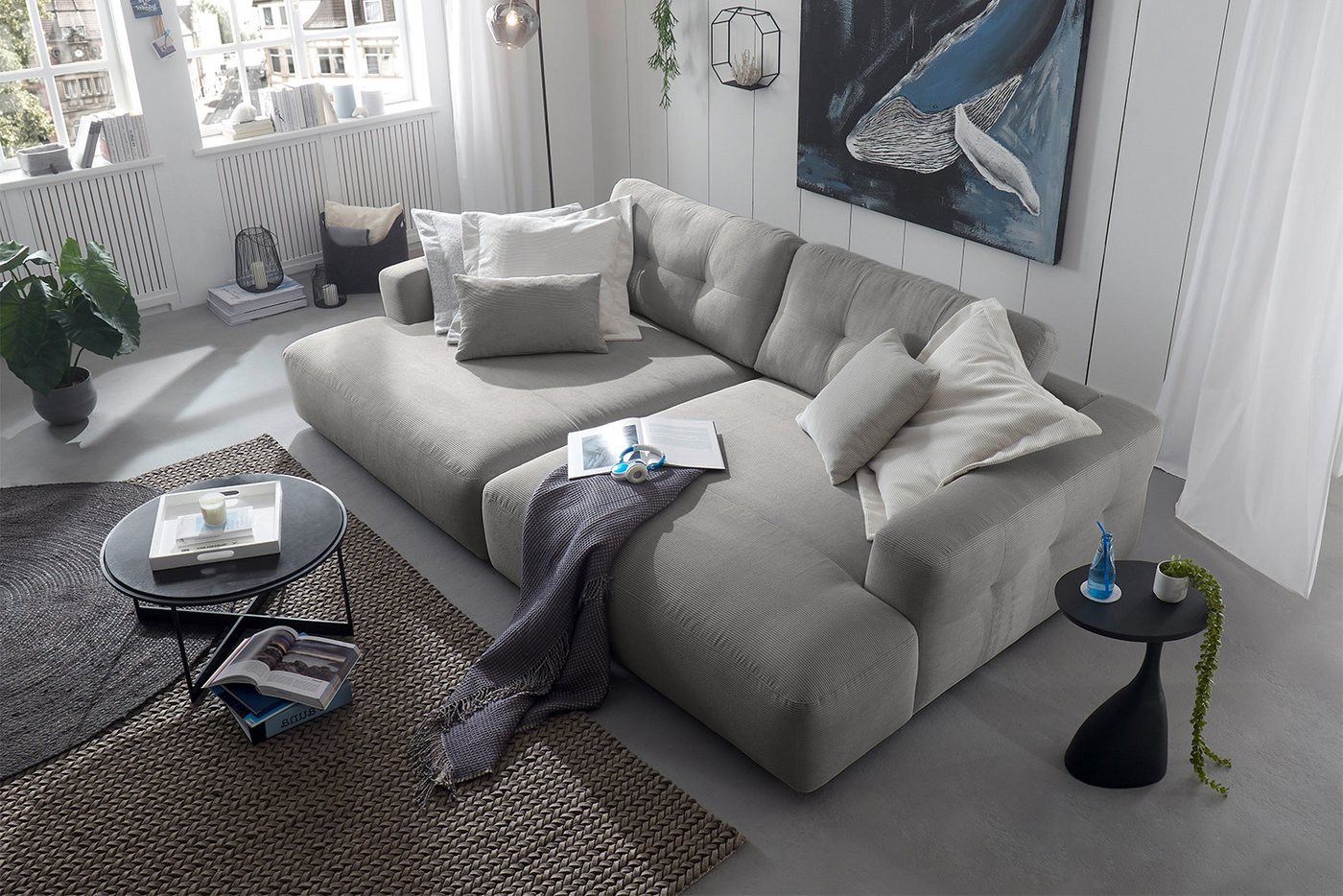 KAWOLA Big-Sofa MIKA, Couch Feincord verschiedene Farben 300x167 cm von KAWOLA