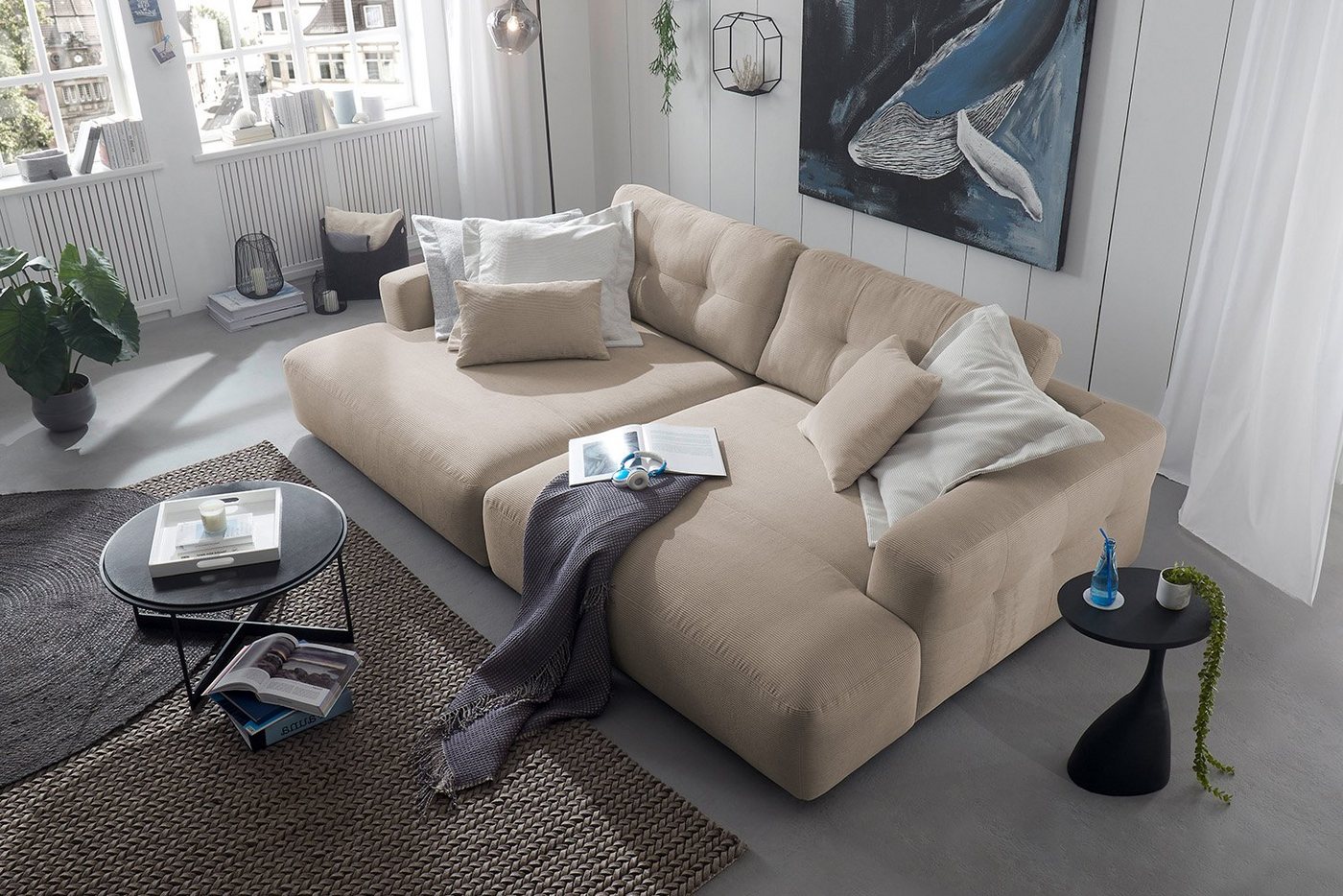 KAWOLA Big-Sofa MIKA, Feincord verschiedene Farben von KAWOLA