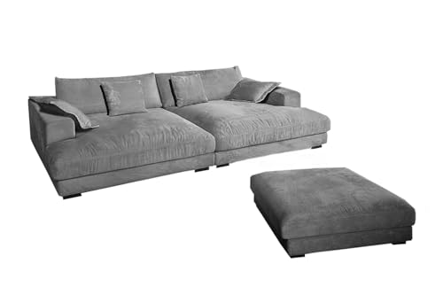 KAWOLA Big Sofa Madeline Cord grau mit Hocker und 4 Zierkissen KAWOLA Big Sofa Madeline Cord grau mit Hocker und 4 Zierkissen von KAWOLA