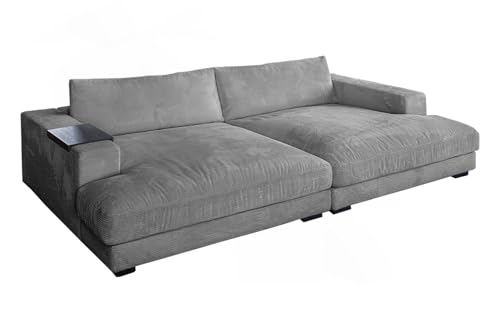 KAWOLA Big Sofa Madeline - Megasofa mit Holztablett Armlehnen-Ablage, Lounge Couch in Cord Grau, Wohnzimmer XXL Sofa KAWOLA Big Sofa Madeline - Megasofa mit Holztablett Armlehnen-Ablage, Lounge Couch in Cord Grau, Wohnzimmer XXL Sofa von KAWOLA