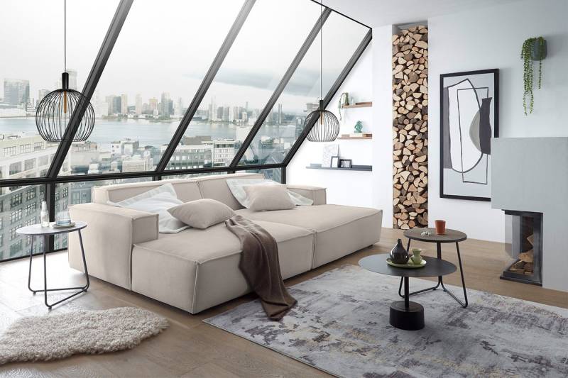 KAWOLA Big-Sofa SAMU, Couch Feincord verschiedene Farben 256x168 cm von KAWOLA