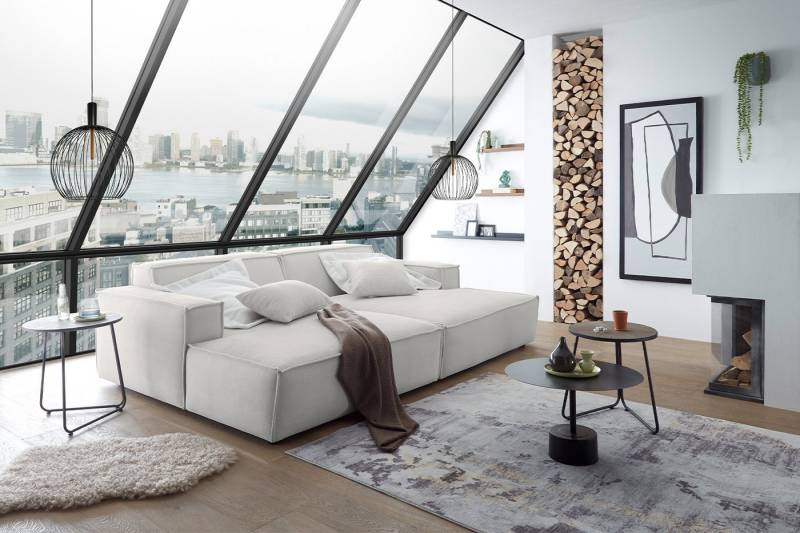 KAWOLA Big-Sofa SAMU, Couch Feincord verschiedene Farben 256x168 cm von KAWOLA