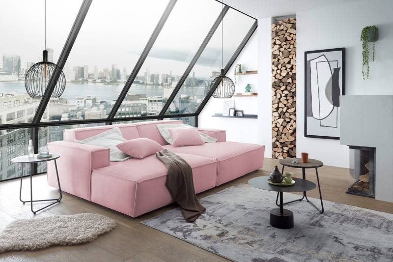 KAWOLA Big-Sofa SAMU, Couch Feincord verschiedene Farben 256x168 cm von KAWOLA