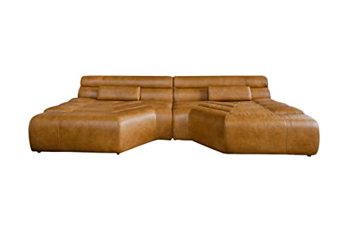 KAWOLA Big Sofa XXL Couch mega Sofa Tara Leder Velvet Vintage Wohnlandschaft mit Kissen Fernsehcouch große Sitzfläche 286x75x148cm von KAWOLA