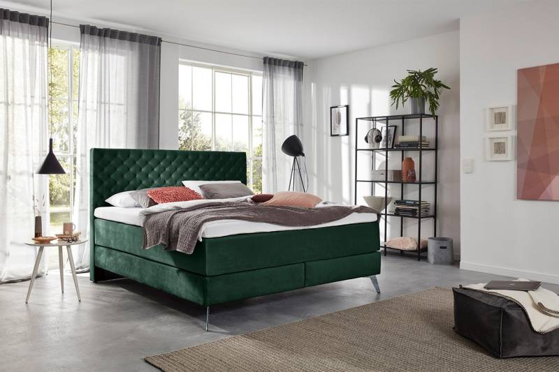 KAWOLA Boxspringbett SINDAR, Stoff, verschiedene Farben, mit oder ohne Topper von KAWOLA