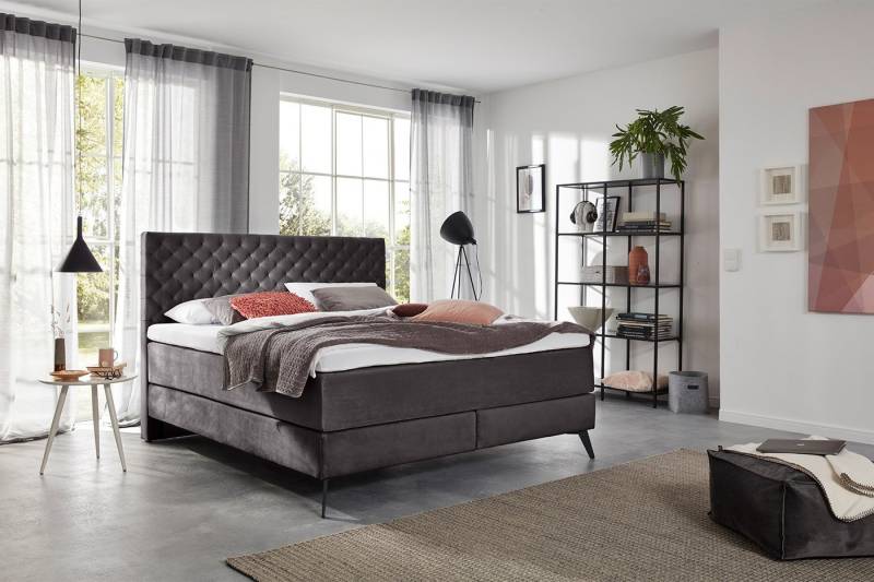 KAWOLA Boxspringbett SINDAR, Stoff, verschiedene Farben, mit oder ohne Topper von KAWOLA