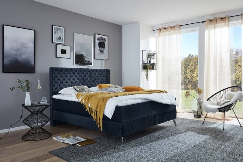 KAWOLA Boxspringbett SINDAR, Stoff, verschiedene Farben, mit oder ohne Topper von KAWOLA