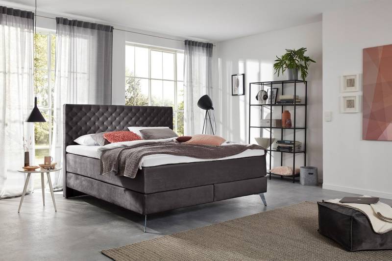 KAWOLA Boxspringbett SINDAR, Stoff, verschiedene Farben, mit oder ohne Topper von KAWOLA