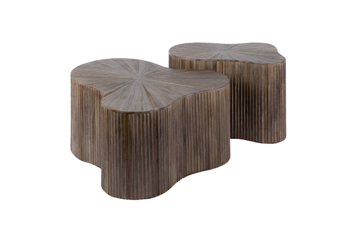 KAWOLA Couchtisch INKA (Set, 2-St), Teakholz braun Kleeblatt-Form von KAWOLA