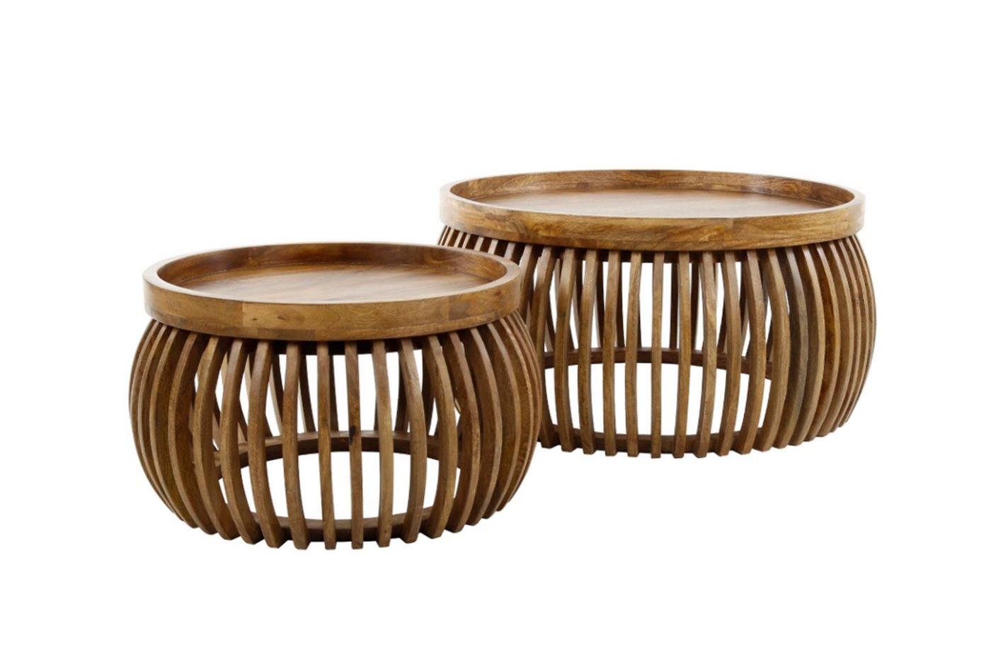 KAWOLA Couchtisch LANI (Set, 2-St), Mangoholz braun Fuß gewölbt von KAWOLA