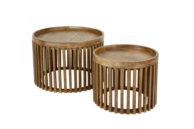 KAWOLA Couchtisch LANI (Set, 2-St), Mangoholz braun Fuß rund von KAWOLA