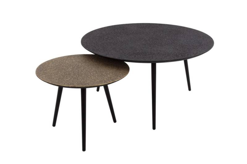 KAWOLA Couchtisch LAUCA (Set, 2-St), Metall schwarz / bronze rund von KAWOLA
