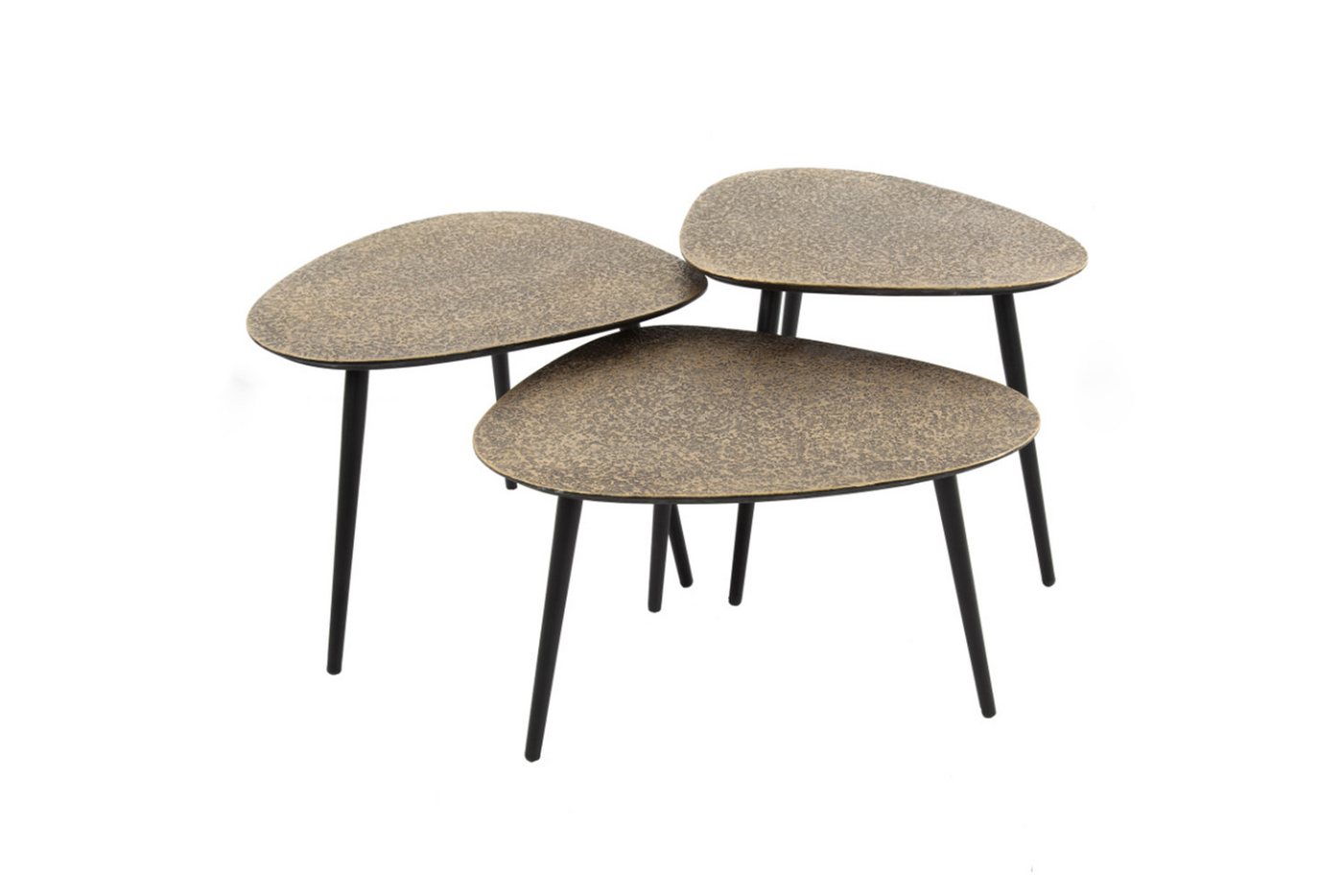 KAWOLA Couchtisch LAUCA (Set, 3-St), Metall bronze dreieckig von KAWOLA