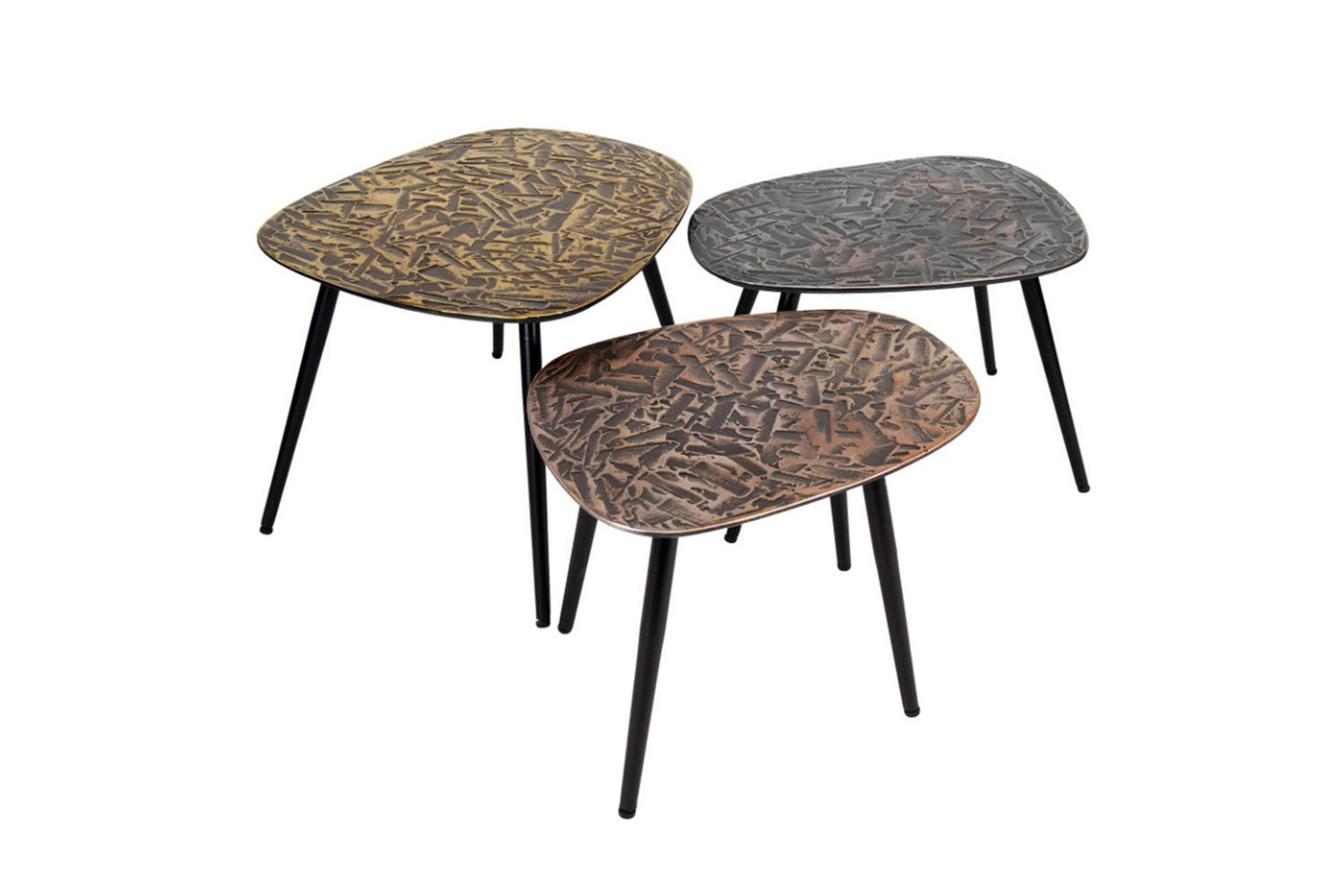 KAWOLA Couchtisch YATA (Set, 3-St), Metall schwarz / silber / bronze viereckig von KAWOLA