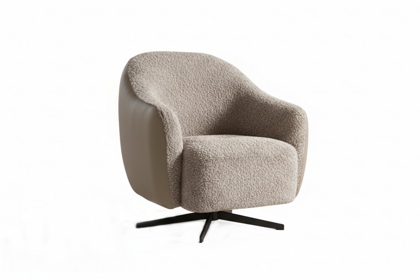 KAWOLA Drehsessel BRITTO Bequemer Bouclé Sessel – Drehbar, Bouclé vorn, Kunstleder hinten. 360° drehbar. Lounge-tauglich. KAWOLA Drehsessel BRITTO Bequemer Bouclé Sessel – Drehbar, Bouclé vorn, Kunstleder hinten. 360° drehbar. Lounge-tauglich. von KAWOLA