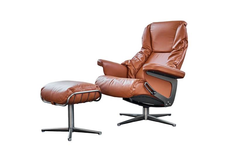 KAWOLA Drehsessel MODO, Relaxsessel Leder mit Hocker verschiedene Farben von KAWOLA