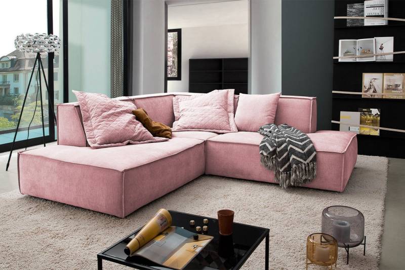 KAWOLA Ecksofa SAMU, Couch L-Form rechts oder links Stoff verschiedene Farben 226x224 cm von KAWOLA