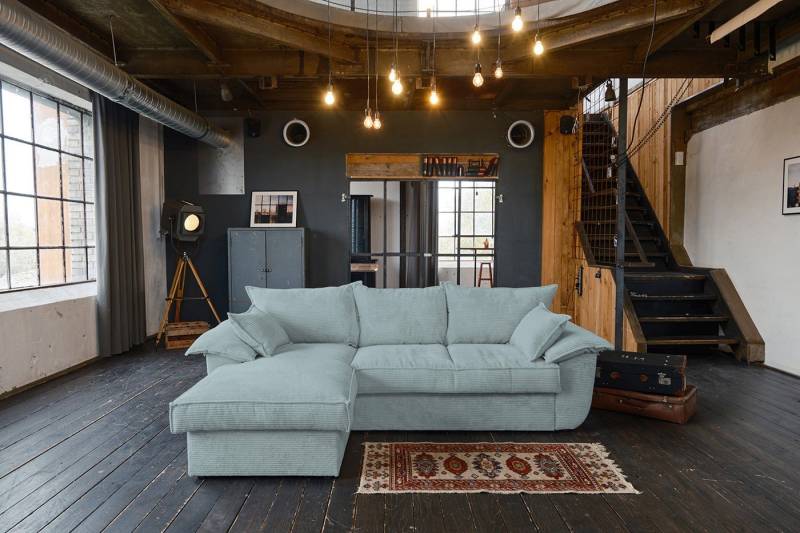 KAWOLA Ecksofa ASOKA, Schlafsofa Couch Cord mit Stauraum verschiedene Farben 257x152 cm von KAWOLA