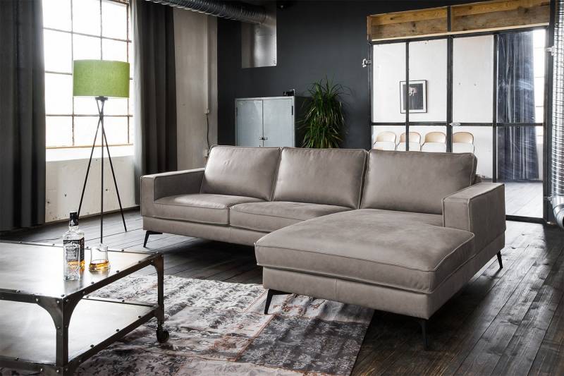 KAWOLA Ecksofa BLOOM, Couch L-Form rechts oder links Leder verschiedene Farben 276x177 cm von KAWOLA