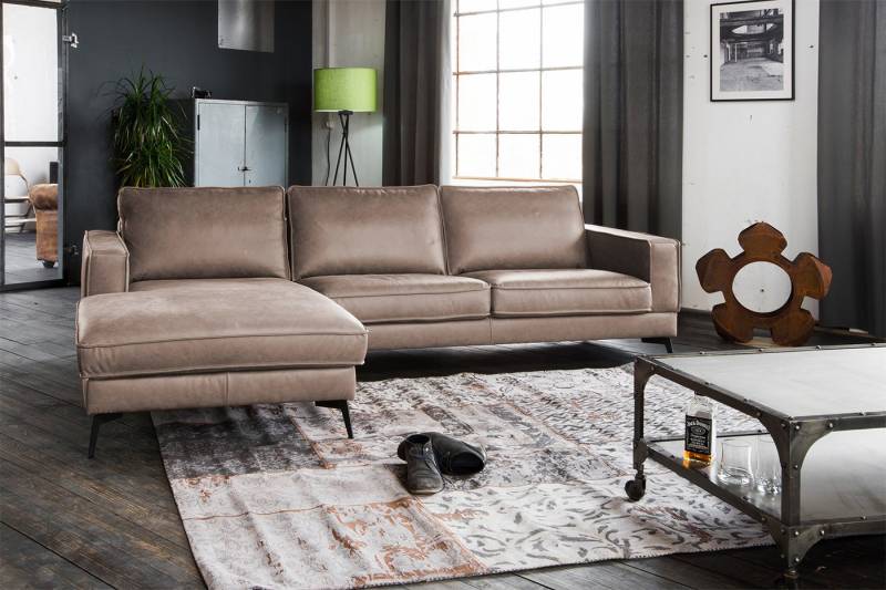 KAWOLA Ecksofa BLOOM, Couch L-Form rechts oder links Leder verschiedene Farben 276x177 cm von KAWOLA