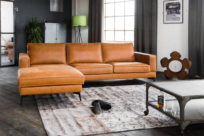 KAWOLA Ecksofa BLOOM, Leder Recamiere rechts od. links versch. Farben von KAWOLA